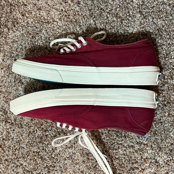 Maroon Red Off White Trim Vans Size Men 4 Women 5.5 Shoes - Picture 6 of 12